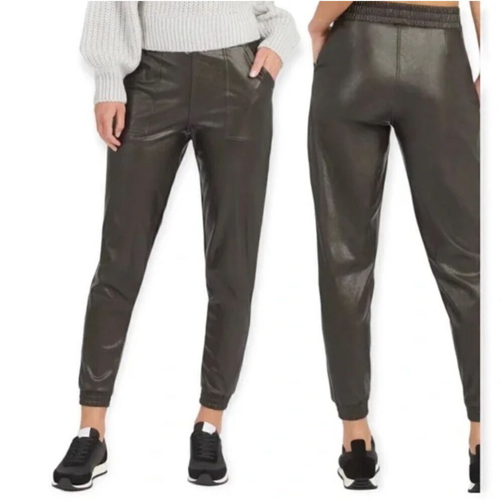 Spanx Faux black leather joggers SP